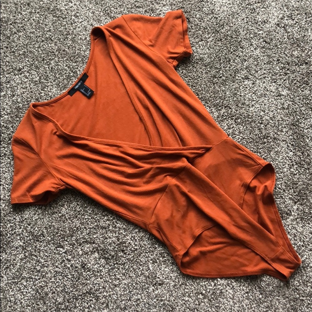 Burnt Orange Bodysuit Forever21 Small V neck wrap